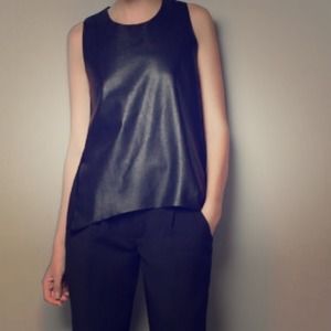 ZARA Black Faux Leather front top size medium