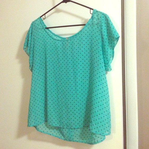 Mint green dot blouse