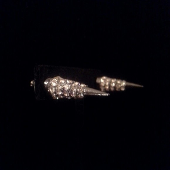 Gunmetal Spiked Studs With Rhinestones