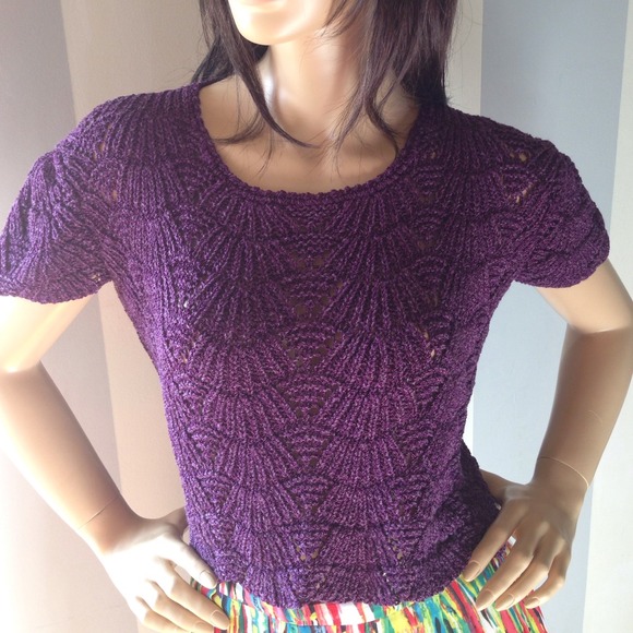 Beautiful Handmade unique plum crochet top - Picture 2 of 4