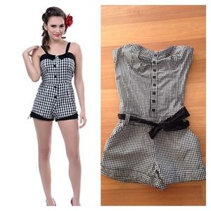 Black & White Gingham Romper