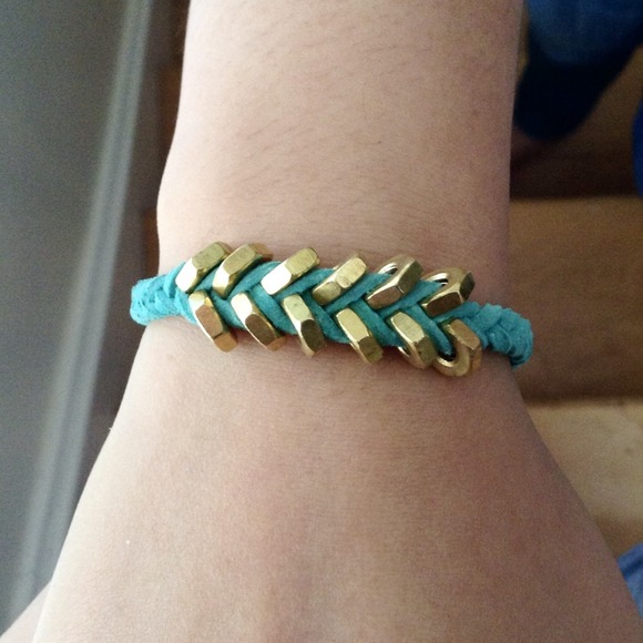 Mint + Gold Hex Bracelet - Picture 2 of 2