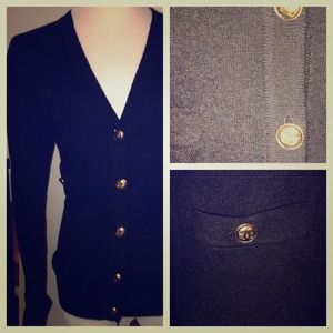 Chanel black cashmere cardigan sweater sz small