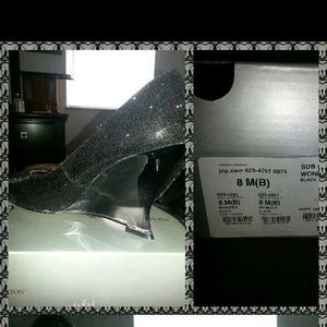 Sparkley Dressy Open toe Wedges with clear heal