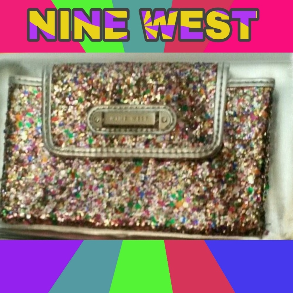 9 West Multicolored Glitter 9 Wallet 7-1/4" L. x 4" W. NEW
