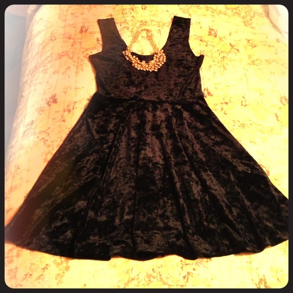 Velour little black dress