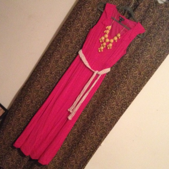 Hot Pink Ruffled Maxi Dress