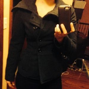 Elegant gray jacket, button up and dropped collar!