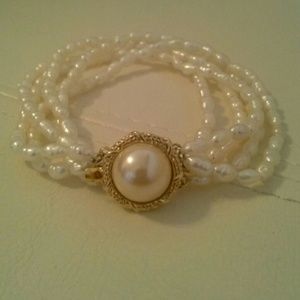 Multi-strand rice freshwater pearl bracelet