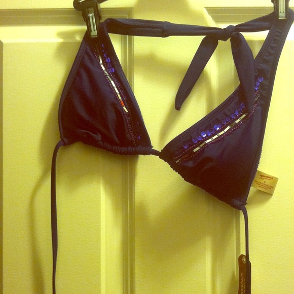 Reduced! new navy swimsuit top, gorgeous beading!