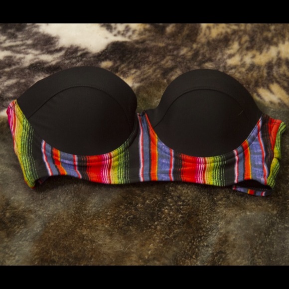 *SOLD* Colorful Strapless Bustier Swim Top