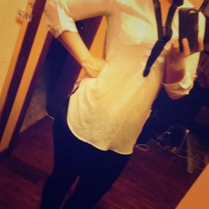 See through white elegant B&W shirt! NWOT