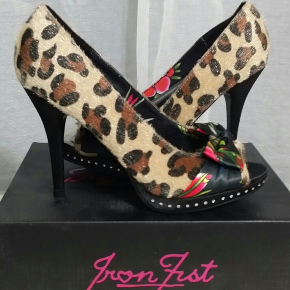 Iron Fist Leopard and Floral Print Heels