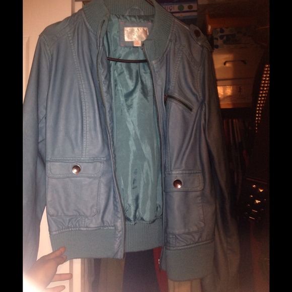 Cute light blue leather jacket
