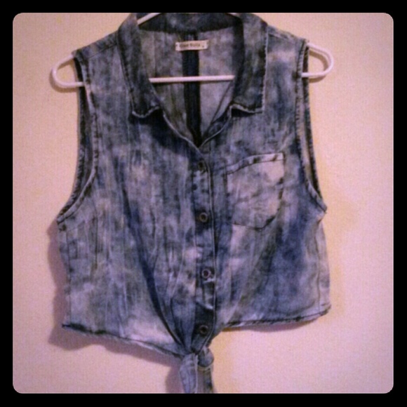 Bundled♡ Acid Washed tie up crop top