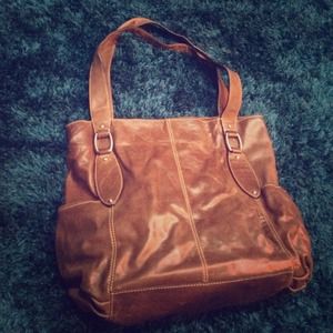 Fossil leather tote bag