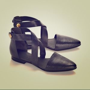 Alexander Wang Tabea lizard leather flats sz 37/7