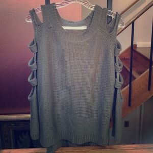 LF Army Green Cut Out Sweater