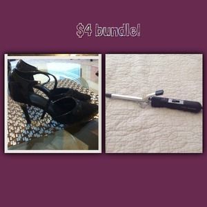 Shoes and curling iron
