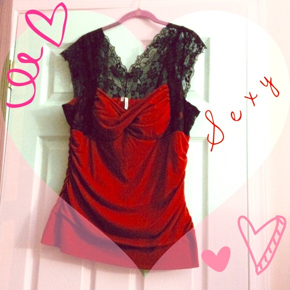 Sexy red and black top with lace
