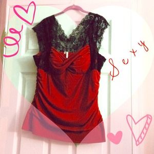 Sexy red and black top with lace