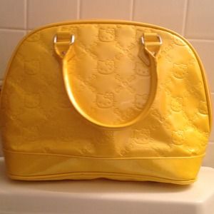 Yellow Monogrammed Hello Kitty Satchel - large