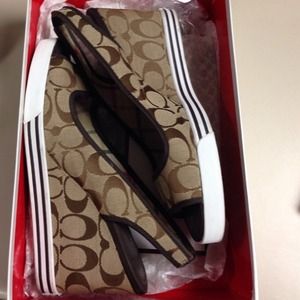 Authentic coach wedge heels