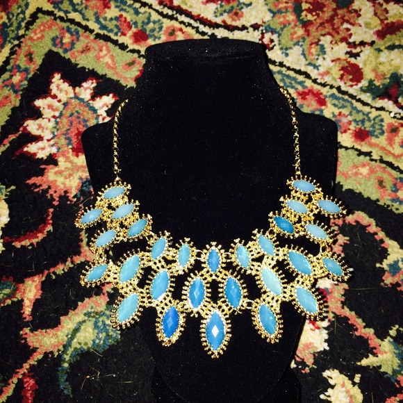 Blue & Gold Statement Piece Necklace NWT!