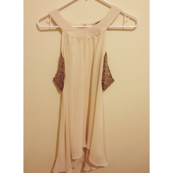 Beaded Off-Shoulder Chiffon Tunic