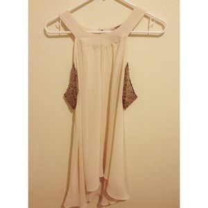 Beaded Off-Shoulder Chiffon Tunic
