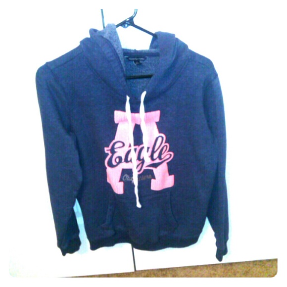AE dark blue and pink letter hoodie