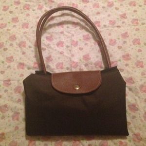 chocolate brown longchamp like bag- medium size