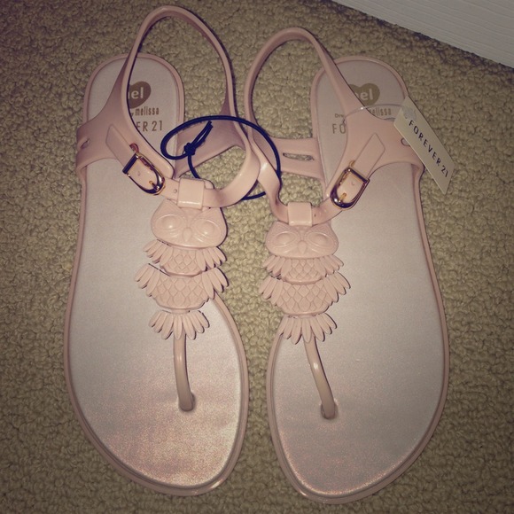 SOLD Mel x Forever 21 Nude Owl Jelly Sandals