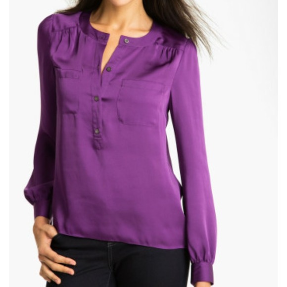 Purple Vince Camuto Satin Blouse Small 
