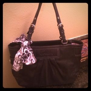Black Coach bag with scarf accessory included