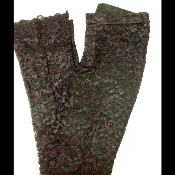 Betsey Johnson Black Purple  Lace pants sz 6