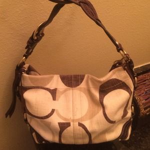 Light & dark brown monogram canvas Coach bag