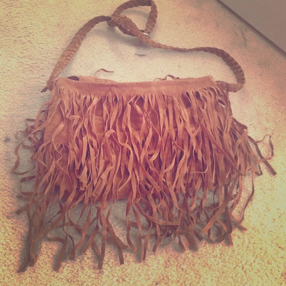 Brown fringe cross body