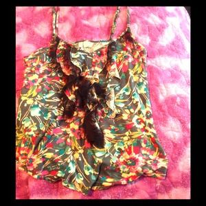 Floral fringe tank top