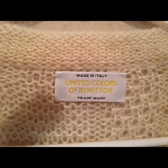 Vintage Benetton Italy angora boyfriend cardigan l - Picture 2 of 2