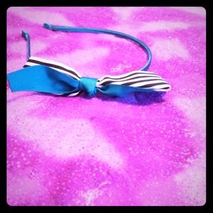 Teal black and white bow headband
