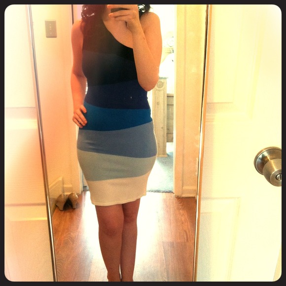 Blue colorblock dress