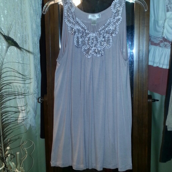 Pale Pink Sequence around N-Line Top/NWOT