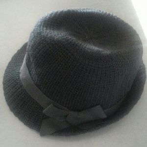 Black crochet fedora