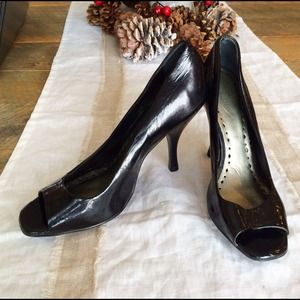 BCBG black patent pumps