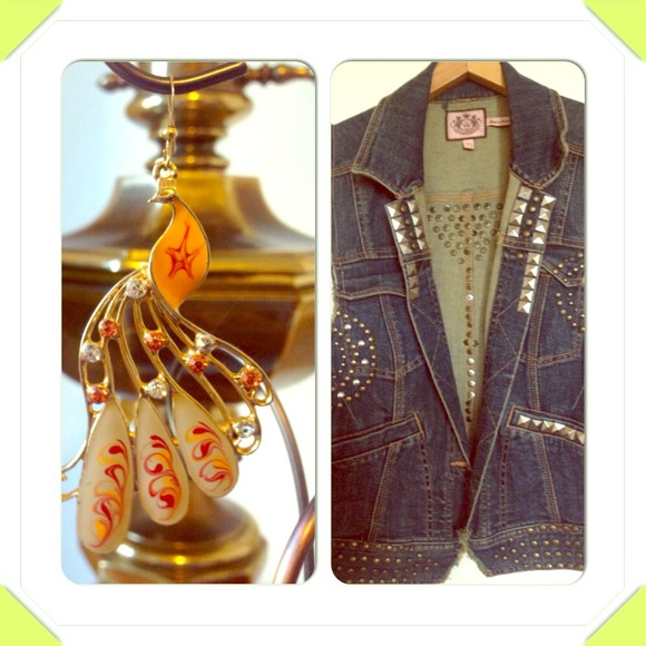 BUNDLE Juicy couture vest and Peacock earrings