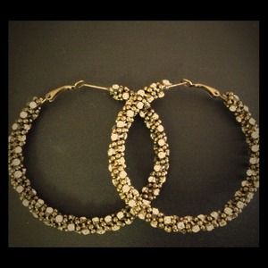 Bronze and crystal encrusted hoop earrings.