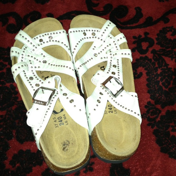 Ivory studded slip-on sandals