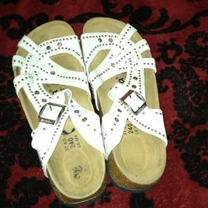 Ivory studded slip-on sandals