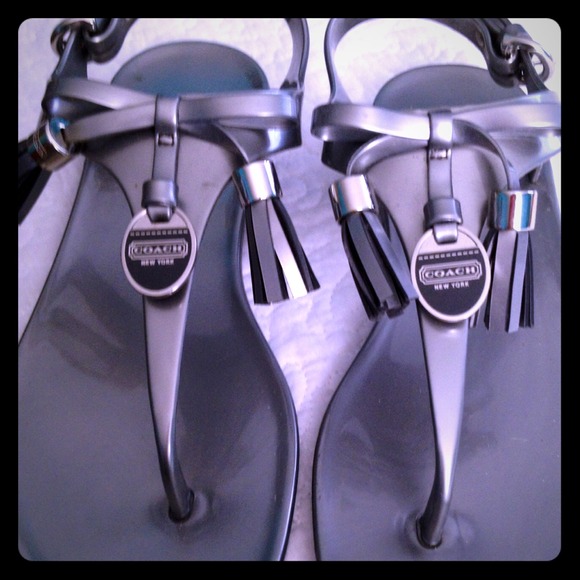 Coach silver jelly sandals